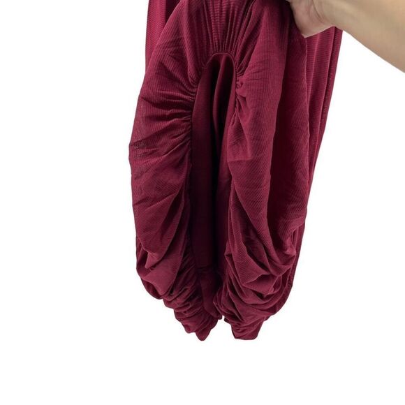 Sangria Sleeveless Halter Dress Keyhole Neckline Bubble Hem Maroon Casual Y2K 6‎ - Picture 6 of 8